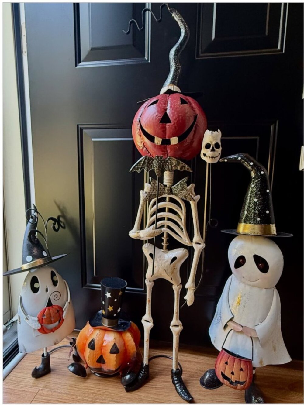 Cynthia Rowley Halloween Pumpkin Head Metal Skeleton Figurine Statue 40" RARE